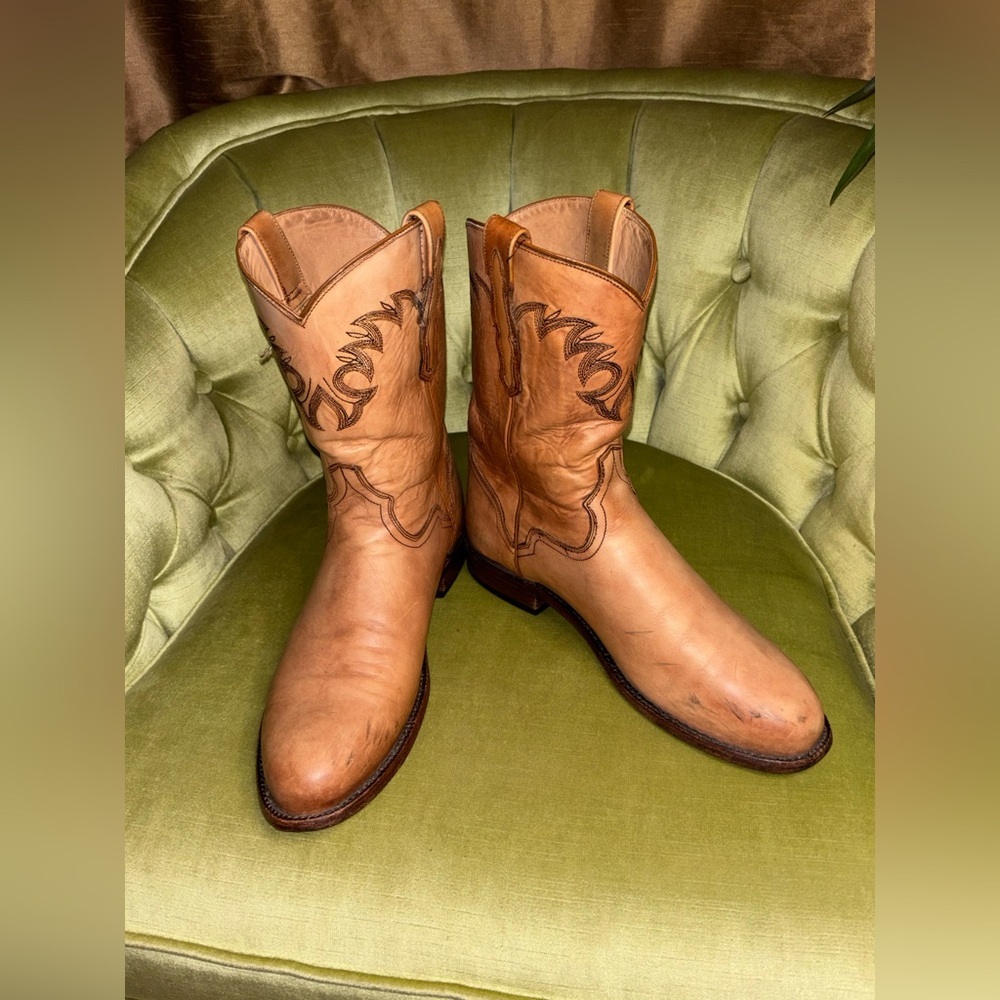 El Dorado Men's size 10.5 D Handmade Tan Leather Roper Cowboy Westen Boots​ - Picture 8 of 10